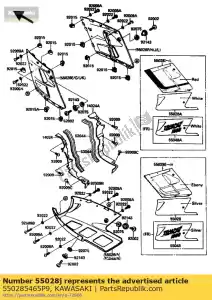 Kawasaki 550285465P9 cowling,side,rh,red/w - Bottom side