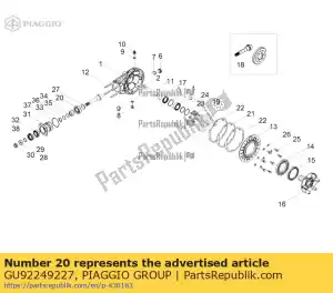 Piaggio Group GU92249227 tap.roller rolamento 25x5 - Lado inferior