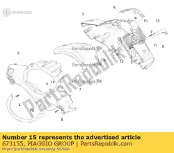 Here you can order the rear handlebar cover frame from Piaggio Group, with part number 673155: