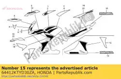 streep b, l. Middelste kap * type1 * (type1) van Honda, met onderdeel nummer 64412KTYD30ZA, bestel je hier online: