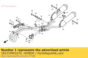 Honda 18231MN1670 junta, ex. tubo - Lado inferior
