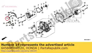 Honda 64586MBWD20 rubber, air duct cover se - Bottom side