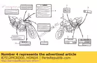 87512MCRD00, Honda, label, accessories & loading honda vt 750 2001 2002, New