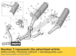 aprilia AP8119708 joint de tuyau d'échappement - Face supérieure