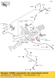 Qui puoi ordinare 01 tubo-freno da Kawasaki , con numero parte 430600316: