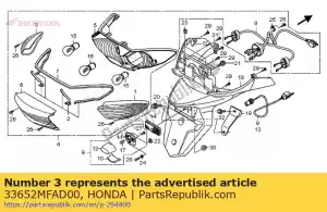 Honda 33652MFAD00 lente, l. rr. guiño - Lado inferior