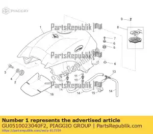 Piaggio Group GU0510023040F2 depósito de combustible, gris - Lado inferior