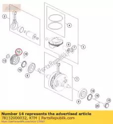 Aquí puede pedir engranaje primario de KTM , con el número de pieza 78132000032: