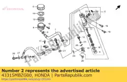 Ici, vous pouvez commander le clamper, flexible de frein auprès de Honda , avec le numéro de pièce 43315MBZG00: