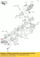 340280014, Kawasaki, stap, links kx250-n2 kawasaki  klx kx 250 450 2005 2006 2007 2008 2009 2010 2011 2012 2013 2014 2015 2016 2017 2018 2019 2020 2021, Nieuw