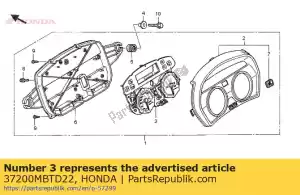 Honda 37200MBTD22 compteur, vitesse et tachymètre - La partie au fond