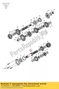 triumph T1180351 shaft, input & first gear, 13t - Bottom side