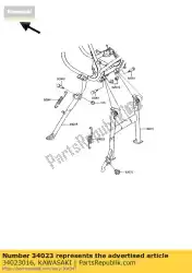 Ici, vous pouvez commander le ressort, support principal z750-l1 auprès de Kawasaki , avec le numéro de pièce 34023016: