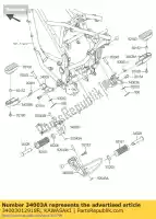 34003012918R, Kawasaki, holder-step, prawy, f.s. czarny klx15 kawasaki d tracker 150 2016, Nowy