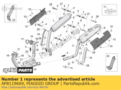 Aprilia AP8119669, Geluiddemper rechts, OEM: Aprilia AP8119669