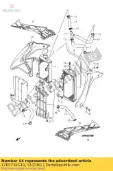 Here you can order the joint,radiator from Suzuki, with part number 1785735G10: