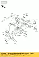 330011622CE, Kawasaki, Arm-comp-swing, zilver kawasaki klx  a klx110 110 , Nieuw