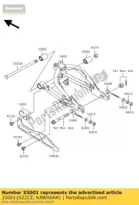 Kawasaki 330011622CE arm-comp-swing,silver - Bottom side