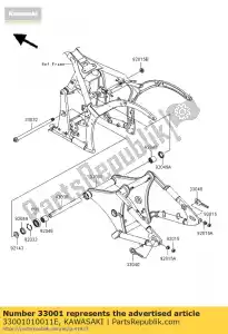 kawasaki 33001010011E arm-comp-swing, f.s. zwart vn900 - Onderkant