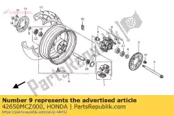 Aqui você pode pedir o conjunto de sub da roda., rr. Em Honda , com o número da peça 42650MCZ000: