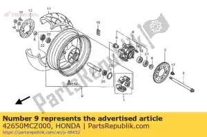 Honda 42650MCZ000 conjunto de sub da roda., rr. - Lado inferior