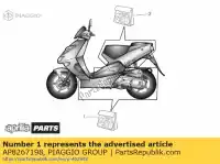 AP8267198, Piaggio Group, Set di decalcomanie corpo centrale aprilia sr ho ditech carb 0 50 2, Nuovo