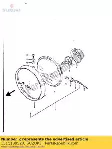 suzuki 3511130520 jante, lampe frontale - La partie au fond