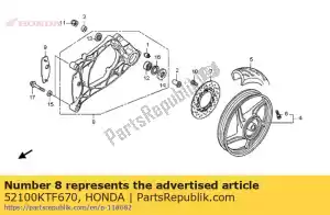 Honda 52100KTF670 conjunto de brazo oscilante., rr. - Lado inferior