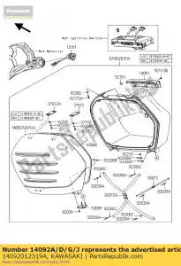 Kawasaki 14092012319A cubierta, bolsa lateral, rh, m.m.s. - Lado inferior