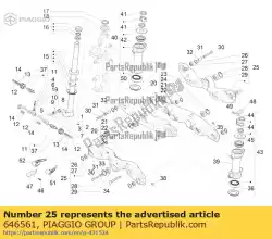 Aquí puede pedir brazo de suspensión trasero completo superior de Piaggio Group , con el número de pieza 646561: