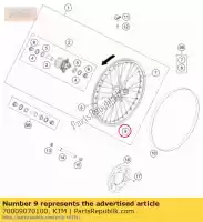 70009070100, KTM, jante avant 21x1,6-32 ktm  freeride 250 350 2014 2015 2016 2017, Nouveau