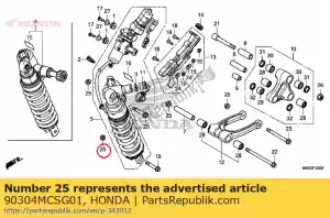 honda 90304MCSG01 tuerca, brida, 10 mm - Lado inferior