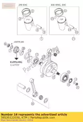 Ici, vous pouvez commander le cylind. Roll. Bearing auprès de KTM , avec le numéro de pièce 56530123100: