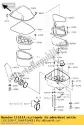 Qui puoi ordinare filtro aria case, lwr kvf650-d1 da Kawasaki , con numero parte 110110047: