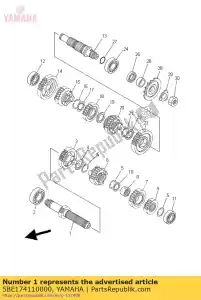 yamaha 5BE174110000 axle, main - Bottom side