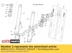 Aprilia AP8163147, Stelo sinistra completa oro, OEM: Aprilia AP8163147