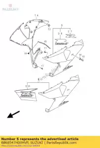 Suzuki 6868547H00HVP cinta, lado de la capucha, - Lado inferior