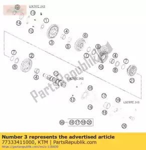 ktm 77333411000 engrenagem intermediária 1g - Lado inferior