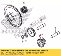 28117HM8A40, Honda, engrenagem a / b, começando em marcha lenta ( honda trx250ex sporttrax sportrax trx250x trx250tm trx250tm1 250 , Novo