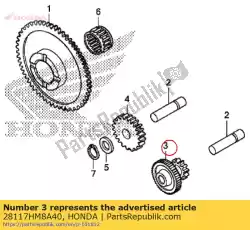 Aqui você pode pedir o engrenagem a / b, começando em marcha lenta ( em Honda , com o número da peça 28117HM8A40: