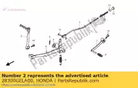 28300GELA00, Honda, Arm assy., kick starter honda crf  f crf50f crf70f 50 70 , Nowy