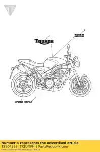 triumph T2304289 decal, side, rear, lh - Bottom side