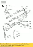 491180143, Kawasaki, nokkenas-comp, inlaat zr1000daf kawasaki z 1000 2010 2011 2012 2013, Nieuw