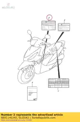 Aqui você pode pedir o etiqueta, carregando em Suzuki , com o número da peça 6891140J40: