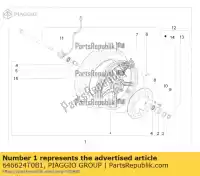 646624T0B1, Piaggio Group, Roda dianteira completa com rolamentos piaggio lbmc25c rp8m25310, rp8m25300, rp8m25411 zip 50 100 2006 2011 2016 2017 2018 2019 2020 2021 2022, Novo