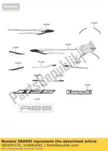 Kawasaki 56069Y155 patrón, guardabarros delantero, lh - Lado inferior