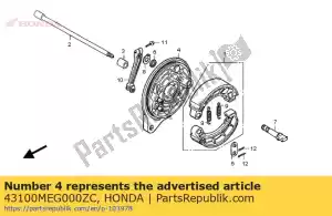 Honda 43100MEG000ZC panel comp., rr. freno * n - Lado inferior