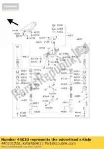 Kawasaki 440331226 forquilha de cobertura - Lado inferior