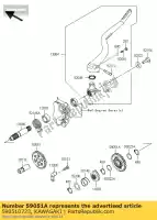 590510723, Kawasaki, gear-spur,kick starter,2 kx250 kawasaki kx 250 2013 2014 2015 2016, New