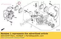 06435HP7A01, Honda, juego de almohadillas, fr. freno honda trx420fa fourtrax rancher at trx420fe 4x4 es rancer trx500fe foretrax foreman trx420fa2 trx420fa6 trx420fm1 trx420fm2 trx420tm1 trx500fa6 trx500fa7 trx500fm1 trx500fm2 trx500fm6 trx520fm1 trx420fa1 trx420fe1 trx420te1 trx520fa6 trx520fa7 trx520fe1 t, Nuevo